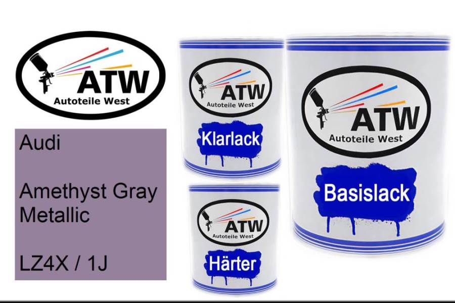 Audi, Amethyst Gray Metallic, LZ4X / 1J: 1L Lackdose + 1L Klarlack + 500ml Härter - Set, von ATW Autoteile West.